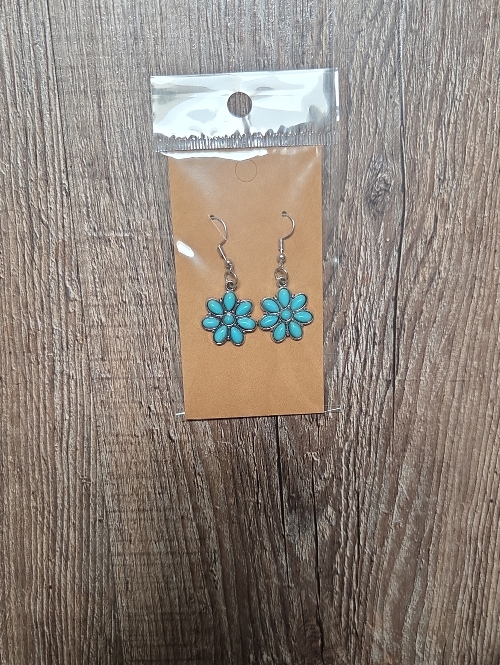 Home Made Turquoise Floral Drop Earrings - Women Jewelry